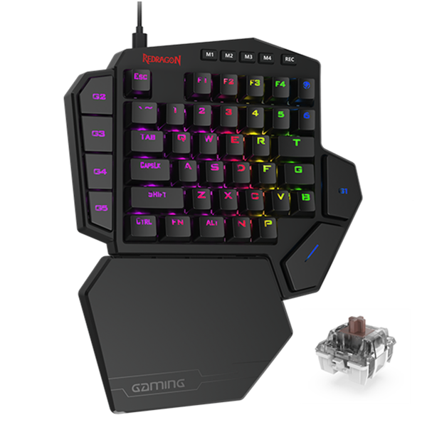 Redragon K585 DITI One-Handed RGB Mechanical Gaming Keyboard,Brown Switch