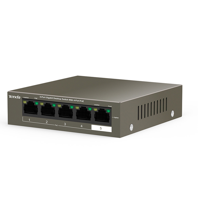 Tenda 5 Port Gigabit Unmanaged Desktop Switch with 4-Port PoE (TEG1105P-4-63W)