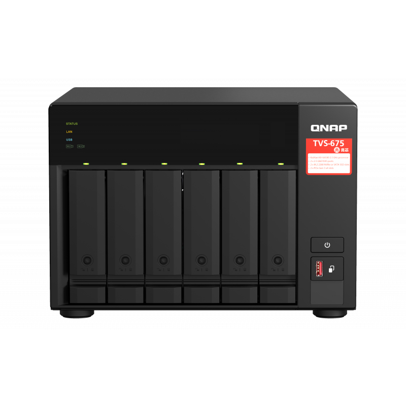 QNAP TVS-675-8G 6 Bay 8 Core 2.5GbE M.2 SSD NAS