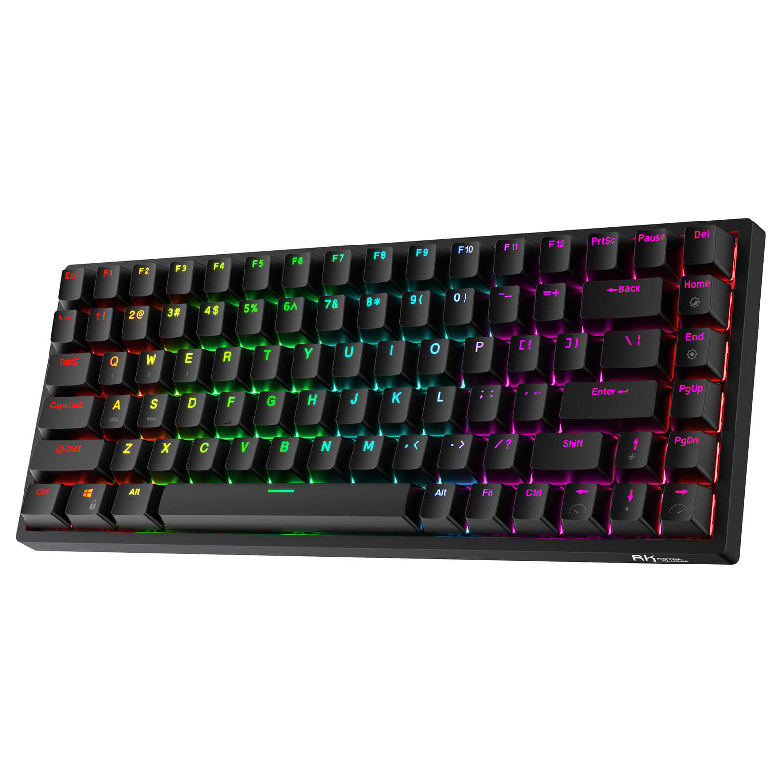 RK ROYAL KLUDGE RK84 Wireless Bluetooth/2.4Ghz 75% RGB Mechanical Gaming Keyboard,Red Switch, Black Case