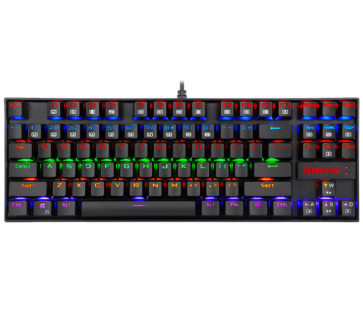 Redragon K552 Mechanical Gaming Keyboard RGB LED Rainbow Backlit Wired Keyboard with Red Switches for Windows Gaming PC (87 Keys, Black)