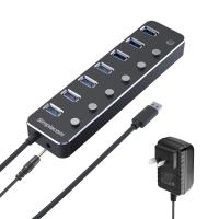 Simplecom Aluminium 7 Port with Individual Switches and Power Adapter USB 3.0 Hub (CH375PS)