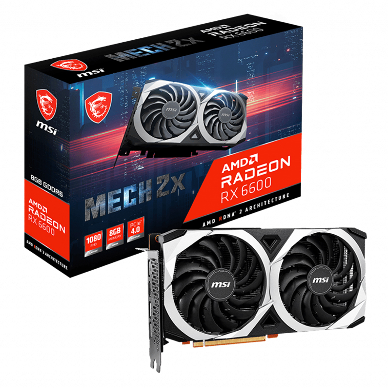 MSI Radeon RX 6600 Mech 2X 8G Graphics Card (RX 6600 MECH 2X 8G)