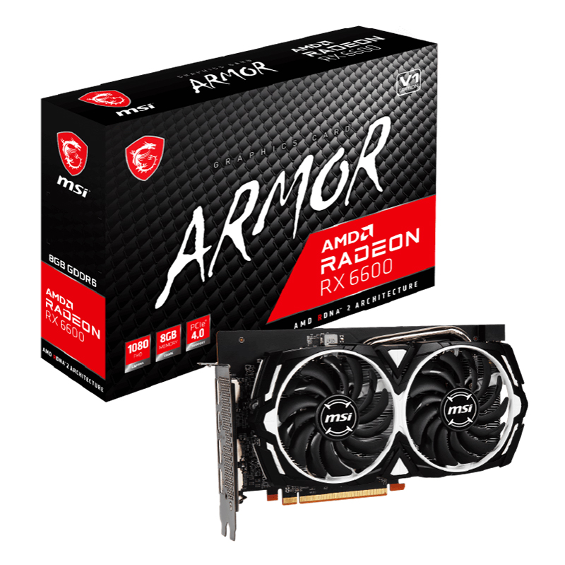 MSI Radeon RX 6600 Armor V1 8G Graphics Card (MSI RADEON RX 6600 ARMOR 8G V1)