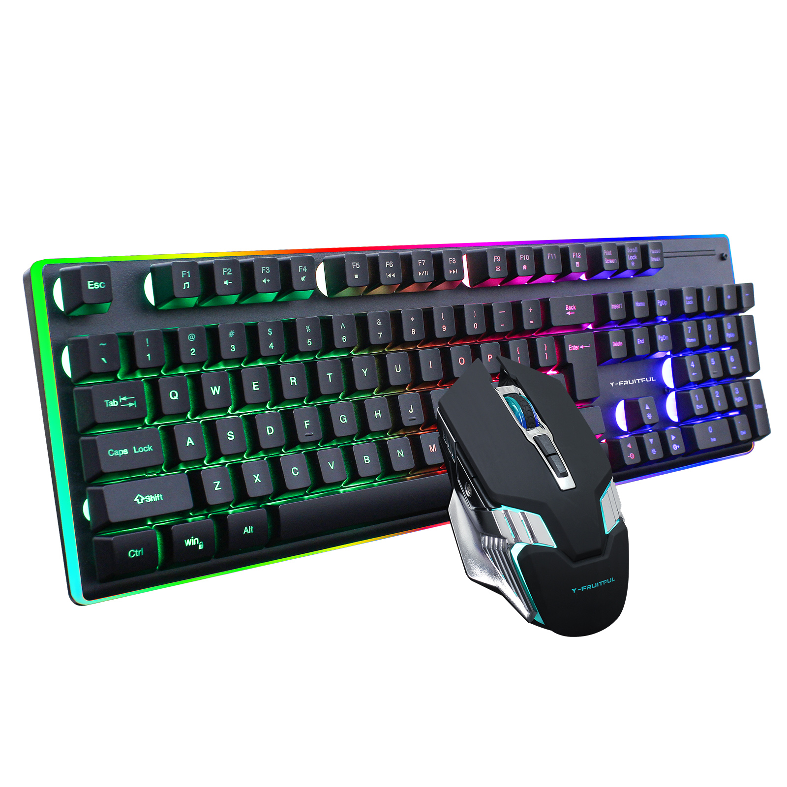 Gaming Keyboard Mice Combo Membrane Wireless keyboard Silent 104 Keys 3200DPI mouse with RGB LED Backlit Lighting Effect for Gamers