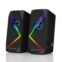 LTC AudioGarden AG-201 Computer Speakers, 2.0 Channel Wired RGB Desktop Gaming Speakers with Touch-Control 9 Colorful LED Backlit Modes