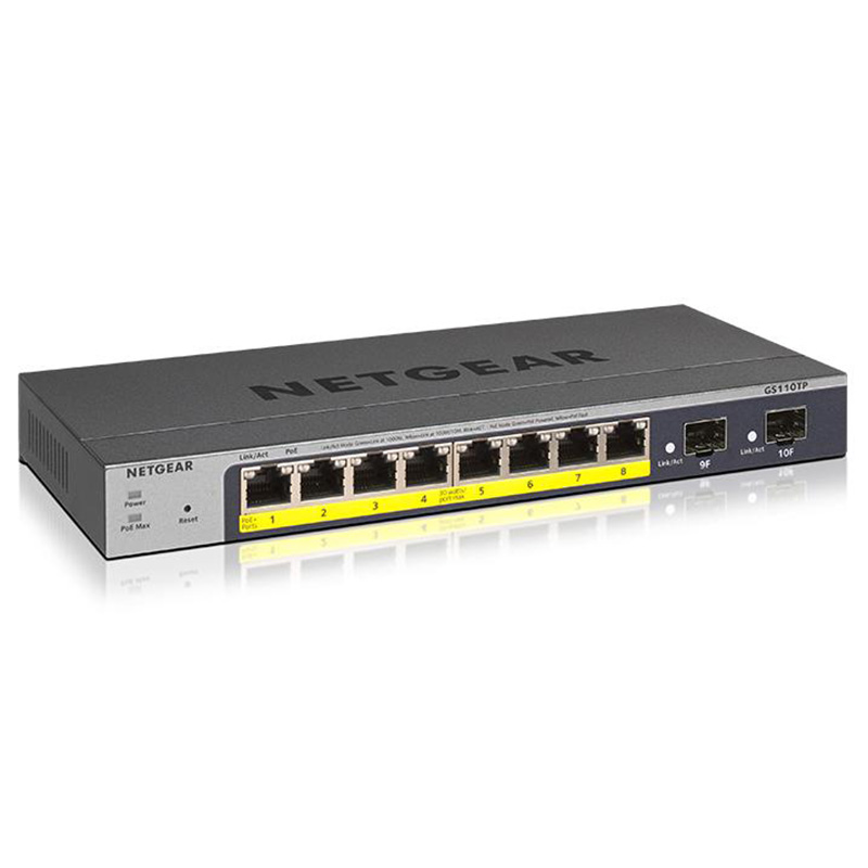 Netgear 8 Port Gigabit PoE+ Smart Managed Pro Switch (GS110TP-300AJS)