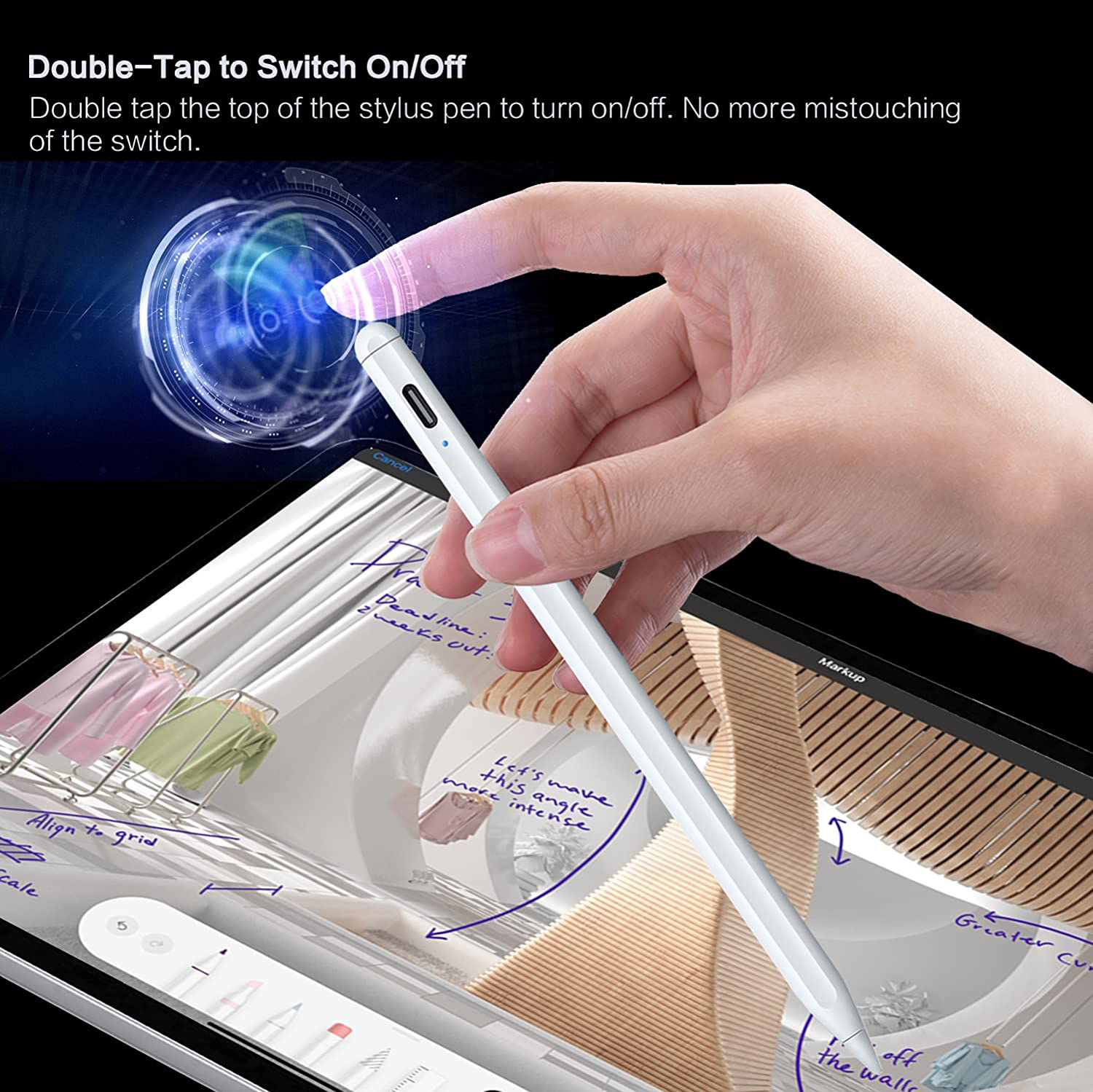 FRUITFUL Stylus Pen with Palm Rejection,Tilt,Compatible with 2018-2022 iPad Pro12.9/11,iPad 6/7/8/9,Mini 5/6,Air 5/4/3 for Painting Sketching Doodling