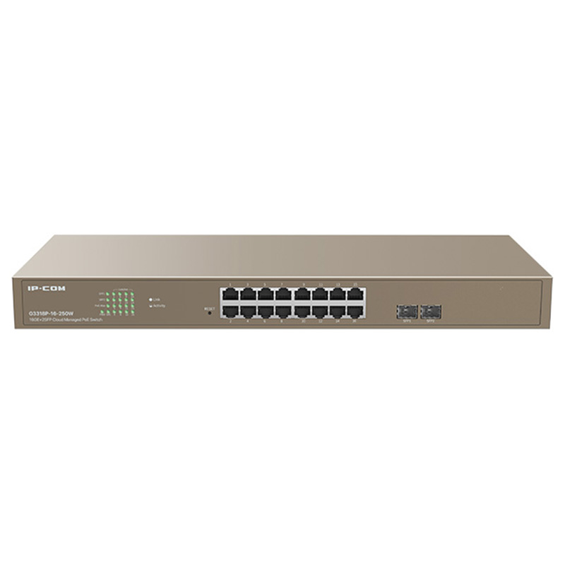 IP-COM 16GE+2SFP Port Gigabit Smart Cloud Managed PoE Switch (G3318P-16-250W)