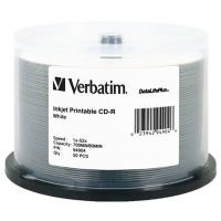 Verbatim DataLifePlus CD-R 80 Min White Inkjet Printable 50 Pack Spindle 52x