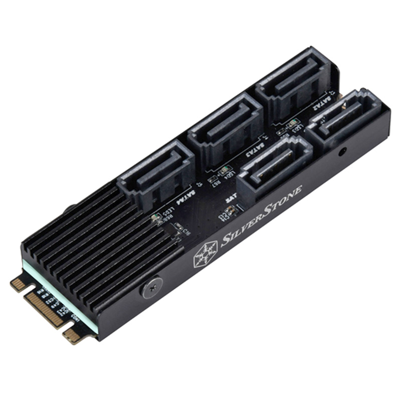 SilverStone 5 Port SATA 6Gbps to M.2 PCIe Expansion Card with Aluminum Heatsink (SST-ECS07)