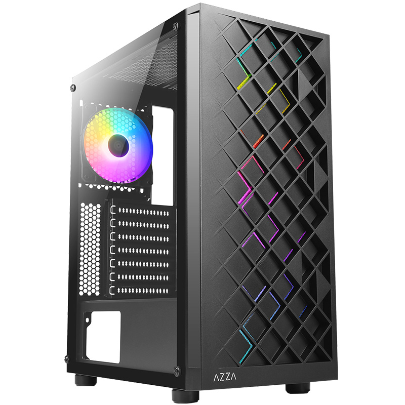Azza Spectra 280B Mid Tower Tempered Glass ATX Case - Black - REFURBISHED 75522