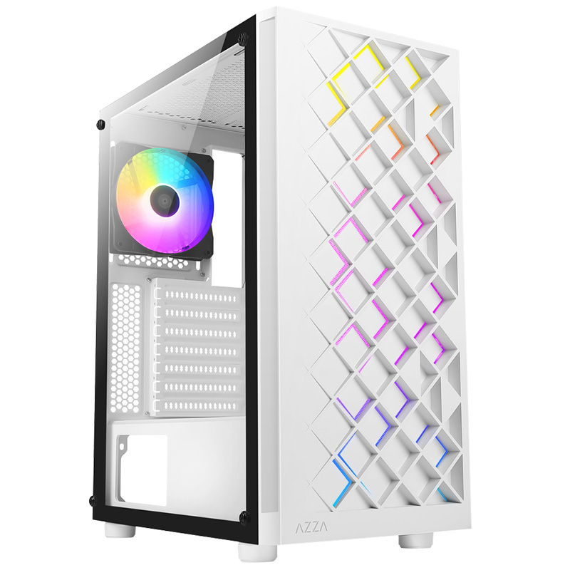 Azza Spectra 280W Mid Tower Tempered Glass ATX Case - White (SPECTRA 280W)