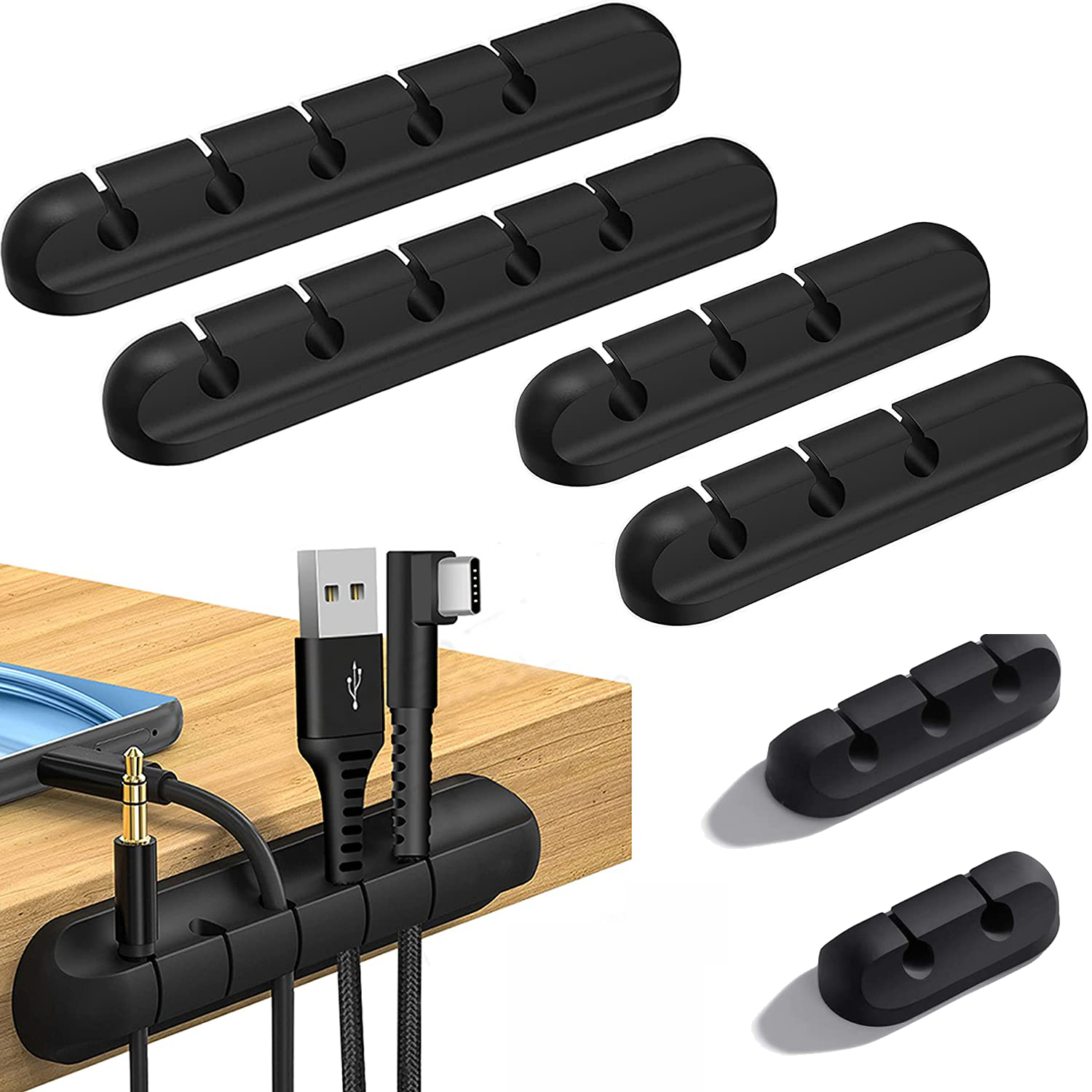 Cable Organizer Clips Cord Holder Self Adhesive Cable Management Removable & Reusable Cable Holder for USB Cable/Power Cord/Wire 2024 upgrade version