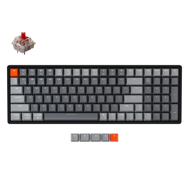 Keychron K4v2 RGB Aluminum Frame Wireless Wired Compact Hot-Swappable Mechanical Keyboard - Red Switch (KBK4J1RED)