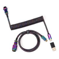 Keychron Premium Coiled Aviator Cable Rainbow Plated Black - Straight (CABKCCAB-5)