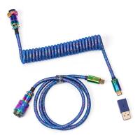 Keychron Premium Coiled Aviator Cable Rainbow Plated Blue - Straight (CABKCCAB-6)