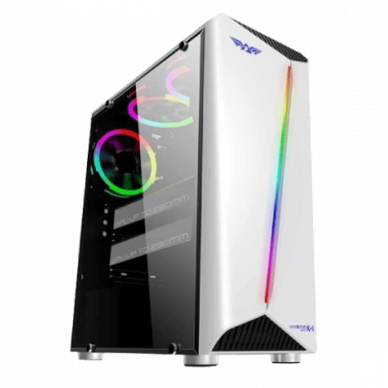 Armaggeddon KAGAMI K-1 RGB Strip Transparent Side Panel mATX Case - White (KAGAMI K-1 White)