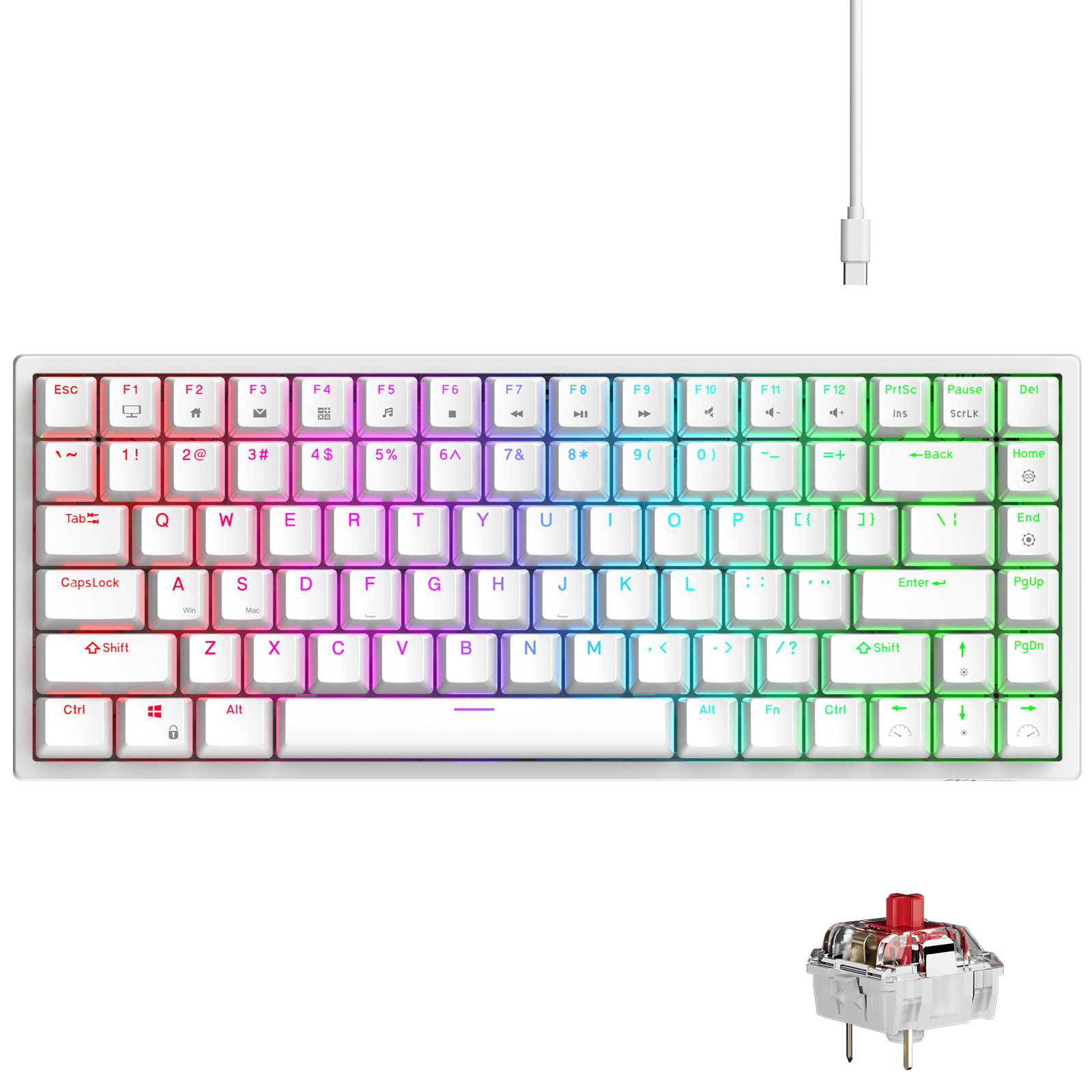 RK ROYAL KLUDGE RK84 Wired RGB 75% Hot Swappable Mechanical Keyboard, 84 Keys Tenkeyless TKL Gaming Keyboard w/ Programmable Software, RK Red Switch