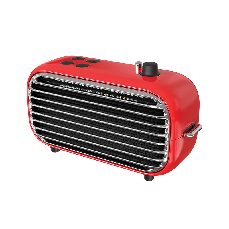 Elysium Iron Mini Portable Bluetooth Speaker with FM Radio - Red