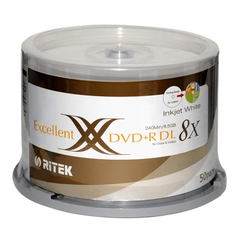 Ritek DVD +R Dual Layer Printable - 50pcs (DISKRTDVD+RDL50)