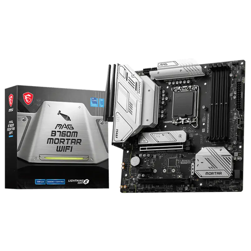 MSI MAG B760M Mortar WiFi LGA 1700 mATX Motherboard (MAG B760M MORTAR WIFI) - REFURBISHED 77880