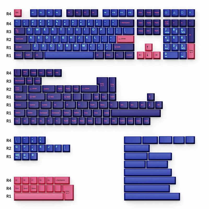 Keychron Cherry Profile Double-Shot PBT Full Set Keycaps - Player Blue and Pink (ACCKCKCPBT18)
