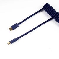 Keychron Custom Coiled Aviator USB-C Cable with USB-A Adapter - Blue (CABKCBLUE)