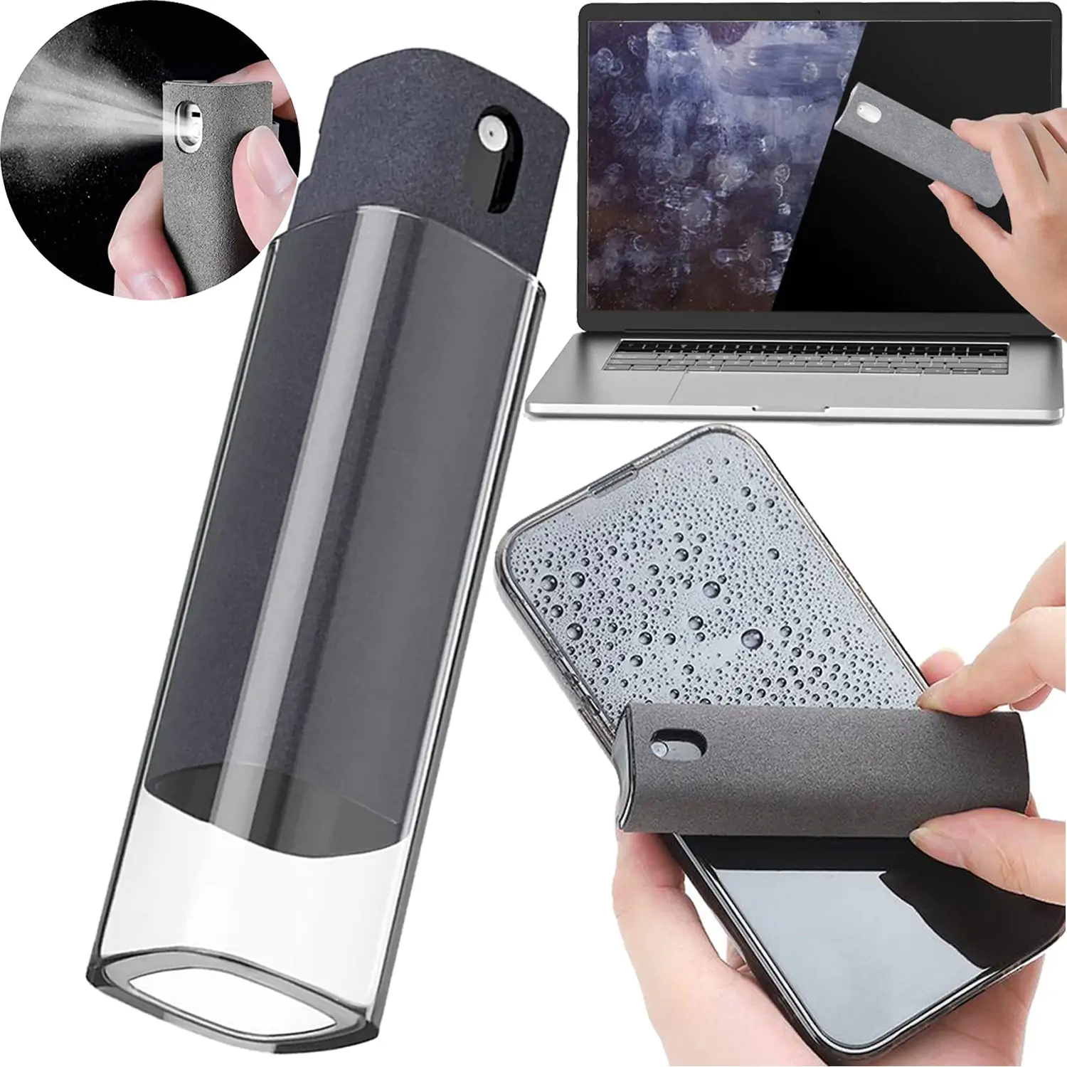 All-in-One Screen Cleaner Spray With Microfiber Cloth - For Phones, Laptops, Tablets