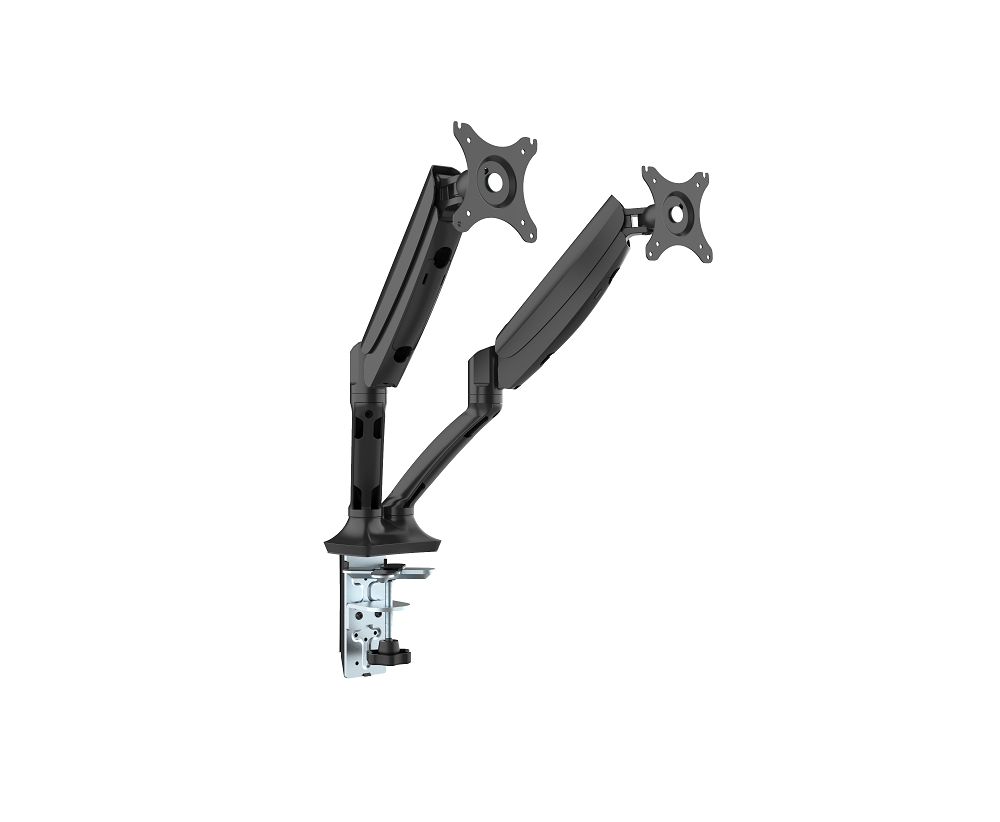 Loctek 17"-30" Dual Gas Spring Monitor Stand - Black - Ergonomic 360deg Swivel Arm - Max Load Capacity 2-9 KG - VESA 75 & 100mm