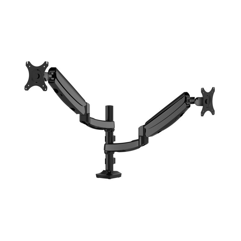 Loctek 10"-30" Dual Gas Spring Monitor Stand -Black- VESA 75 &100mm - Max Load 5KG - Clamp & Grommet Installation