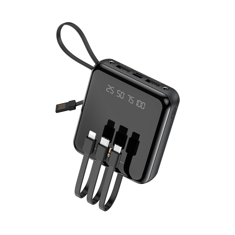 MOREJOY Remax RPP-286 PowerBank Pocket Type C Cables Usb Mini lightning cable portable 10000Mah Black