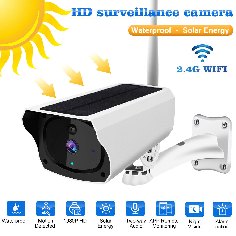 Security Home Solar Powered Energy IP Camera Wireless WiFi 1080P HD CCTV Outdoor