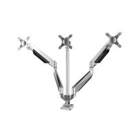 Loctek 17"-27" Triple Ergonomic Gas Spring Monitor Stand - Silver - VESA 75 & 100mm - Max Load 18kg - 3.0 USB port, audio port, and microphone