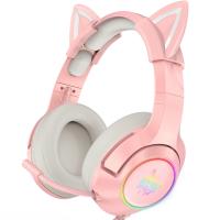 ONIKUMA K9 Pink Gaming Headset with Removable Cat Ears