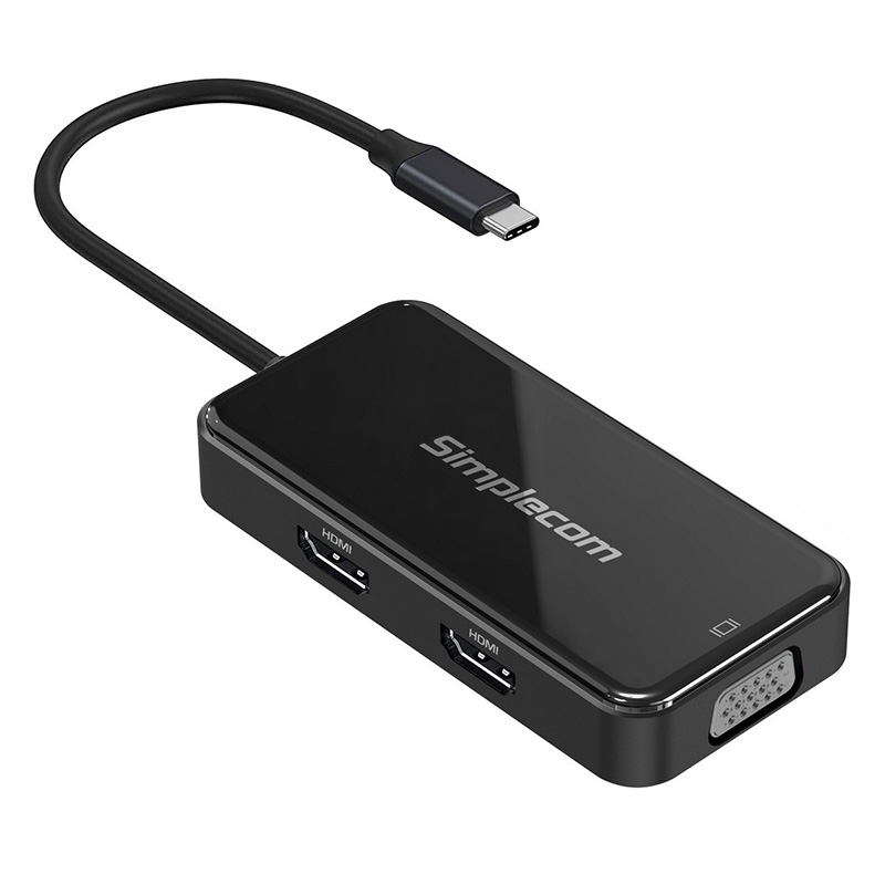 Simplecom 5-in-1 USB-C MST Hub with VGA and Dual HDMI Multiport Adapter (DA451)