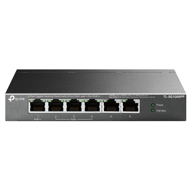 TP-Link 6-Port Gigabit Desktop Switch with 3-Port PoE+ and 1-Port PoE++ (TL-SG1006PP)