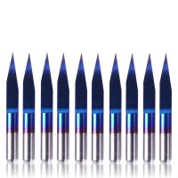 Genmitsu 10Pcs Nano Blue Coat Engraving Bits, 20 Degree 0.1mm Tip 1/8" Shank Conical V-Bit