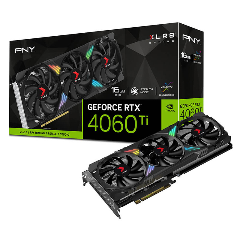 PNY GeForce RTX 4060 Ti XLR8 Gaming Verto Epic-X RGB Triple 16G OC Graphics Card