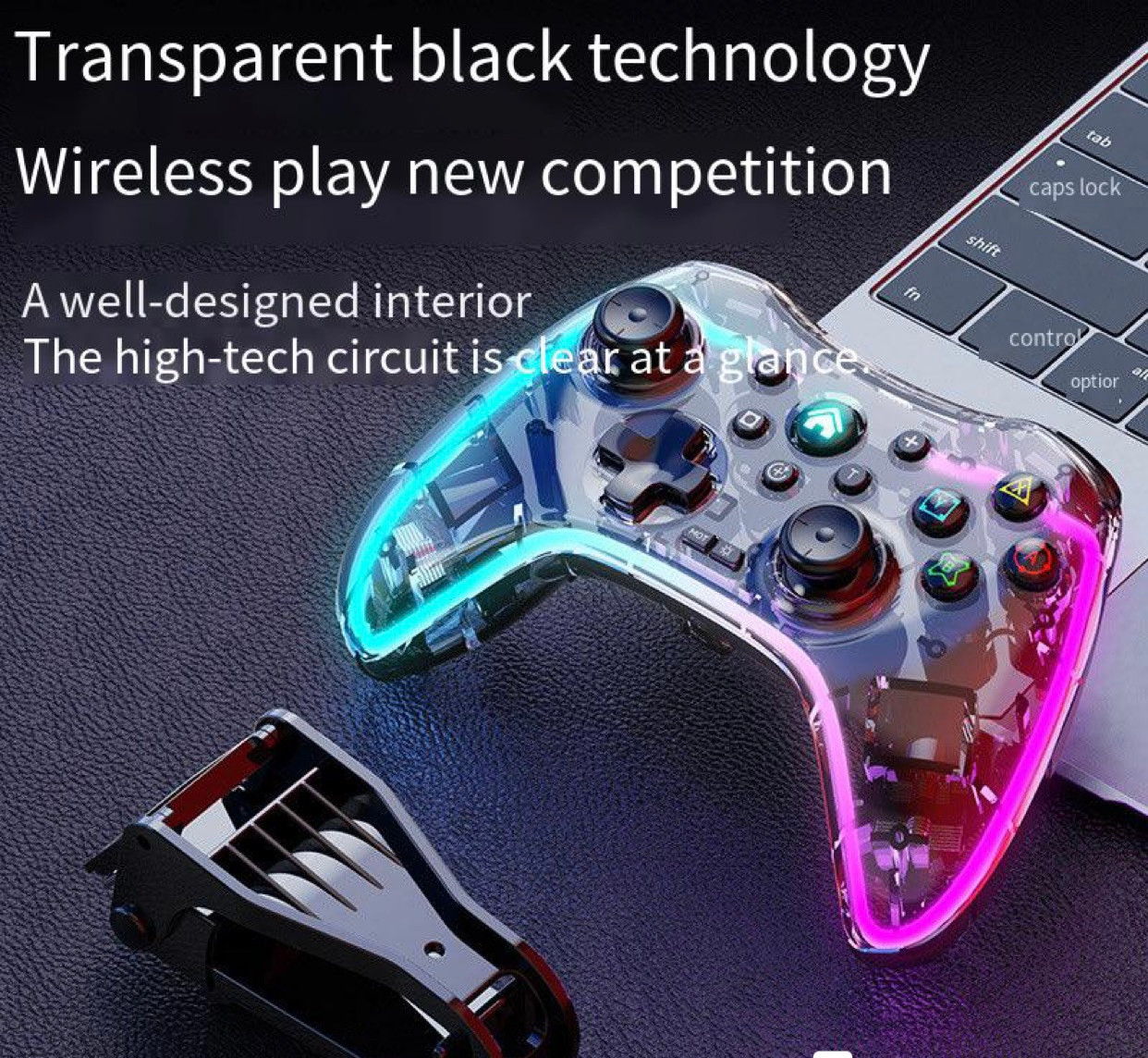 Transparent RGB wireless Bluetooth gaming controller