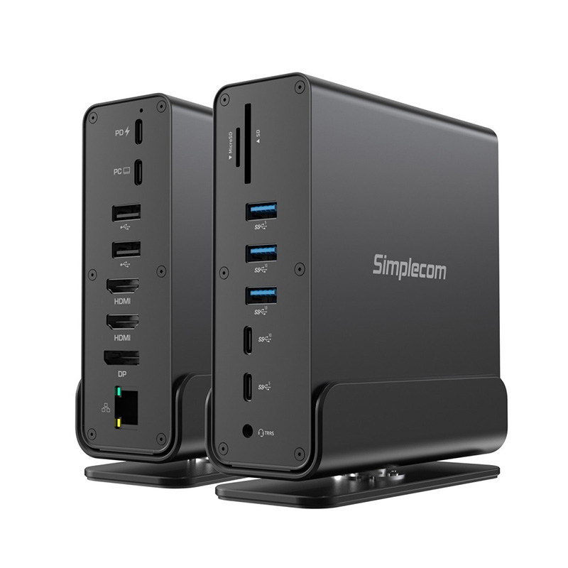 Simplecom CHT815 15-in-1 USB-C 4K Triple Display MST Docking Station with Dual HDMI DP Ports