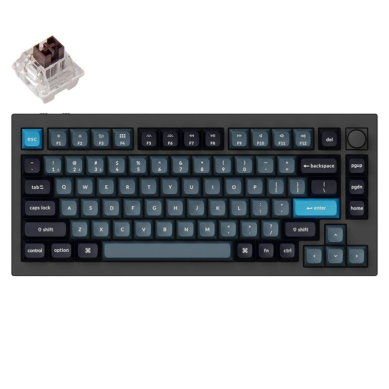 Keychron Q1 Pro QMK 75% Wireless Custom Hot-Swappable Mechanical Keyboard K Pro Brown Switch with Knob - Black (KBKCQ1PM3BROWN)