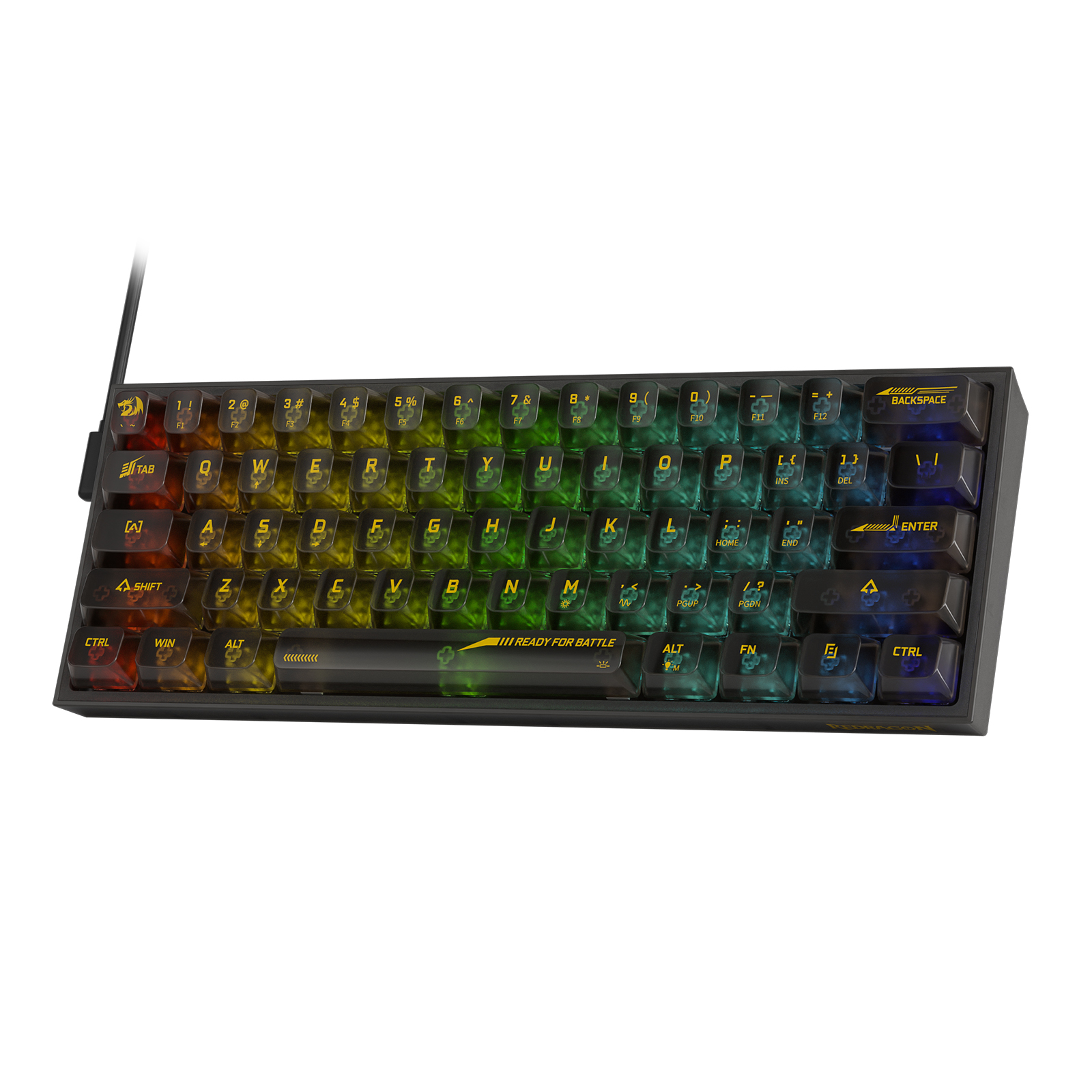 Redragon K617 SE 60% Wired RGB Gaming Keyboard, Full-Transparent Mechanical Keyboard, Custom Linear Switch, Black Transparent