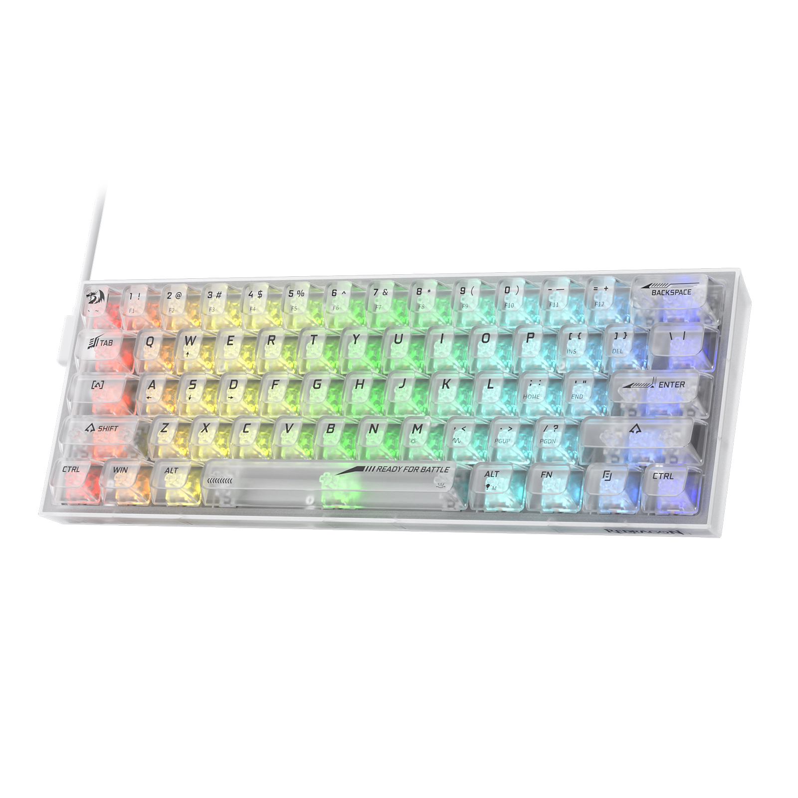 Redragon K617 SE 60% Wired RGB Gaming Keyboard, Full-Transparent Mechanical Keyboard, Custom Linear Switch, White Transparent