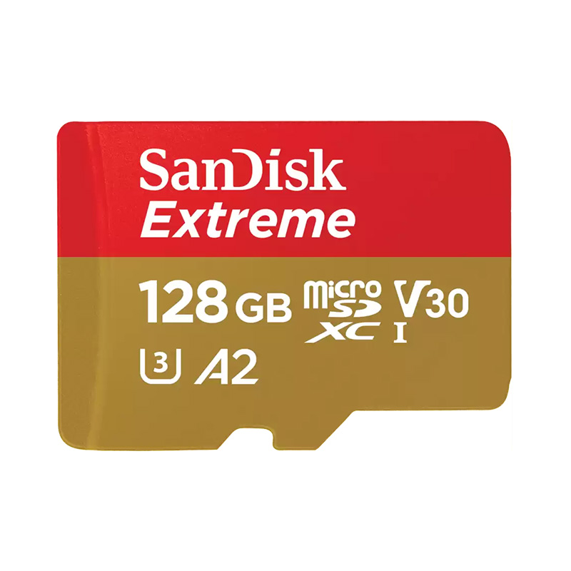 SanDisk 128GB Extreme 4K UHS-I C10 U3 V30 A2 microSDXC Card with Adapter