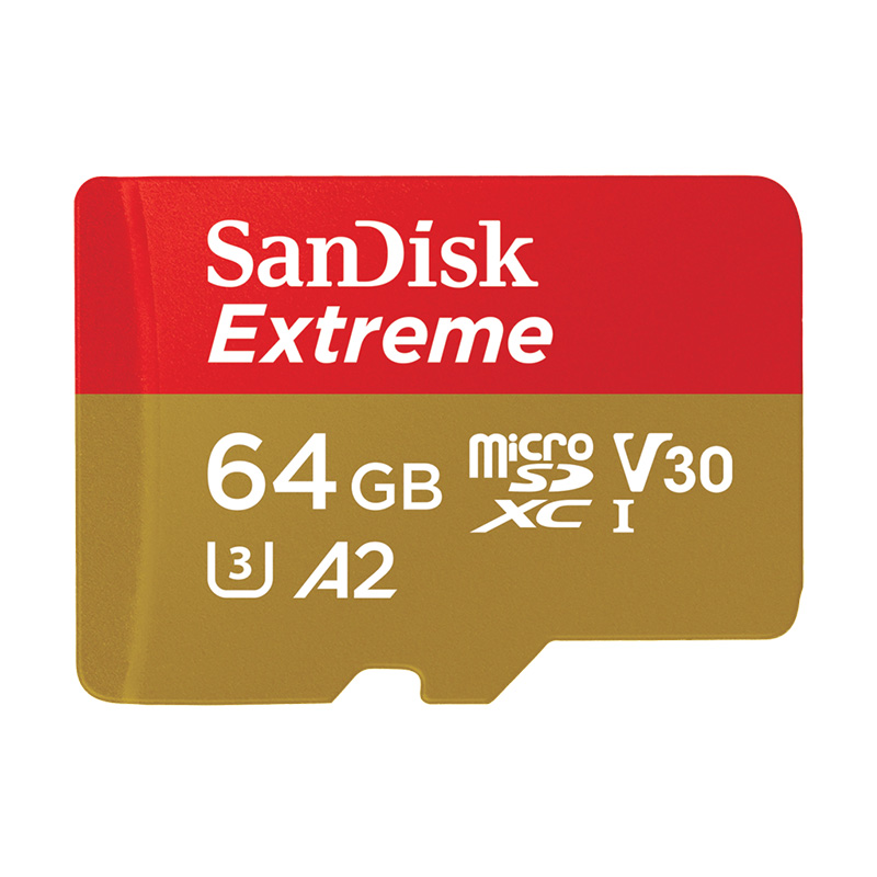 SanDisk Extreme 64GB UHS-I C10 U3 V30 A2 4K MicroSDXC Card