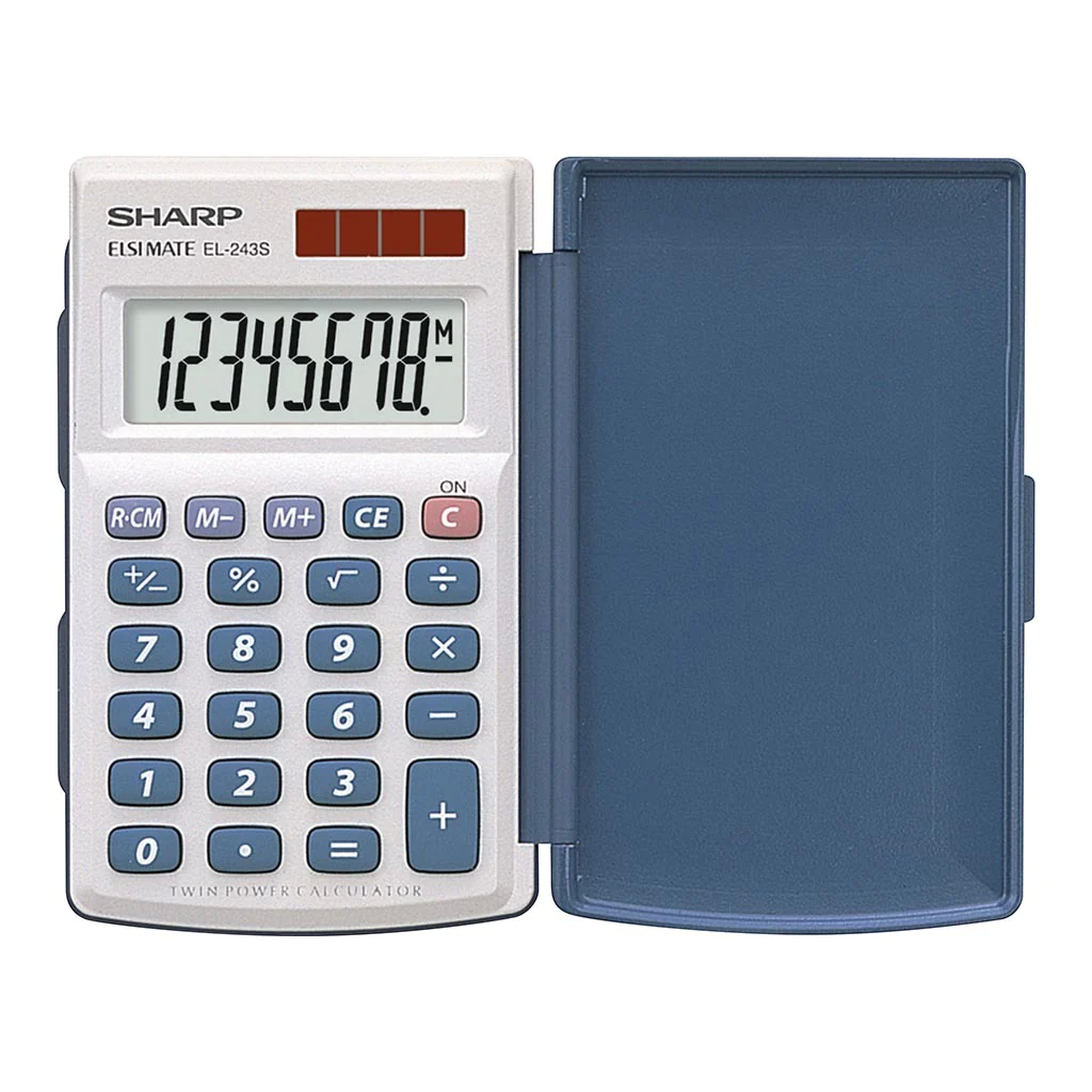 EL-243SB Sharp 8 Digit Pocket Calculator with Hinged Hard Cover