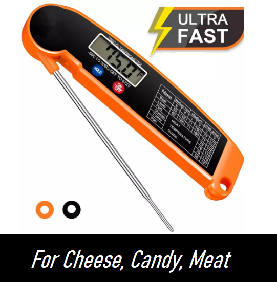 Digital Food Thermometer Meat Thermometer Instant Read °F/°C Foldable Probe Auto On/Off Food Cooking Thermometer for Grilling BBQ Kitchen Milk Etc