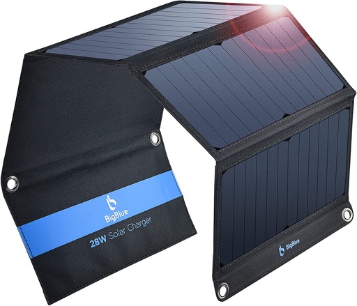 BigBlue Portable 28W SunPower Solar Panel Charger 3 USB Ports