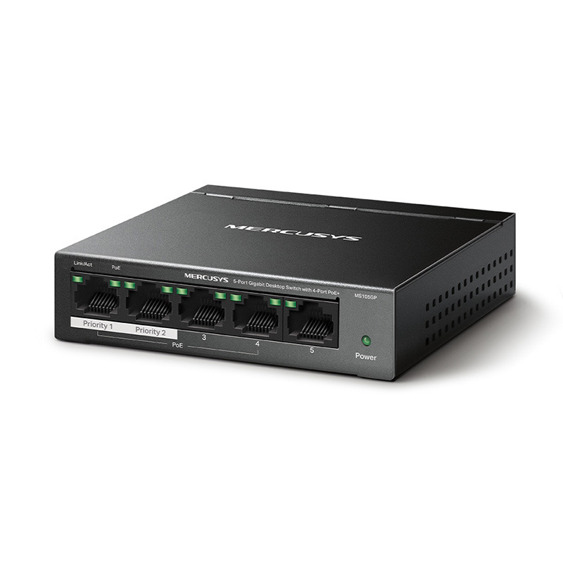 Mercusys MS105GP 5-Port Gigabit Desktop Switch with 4-Port PoE+